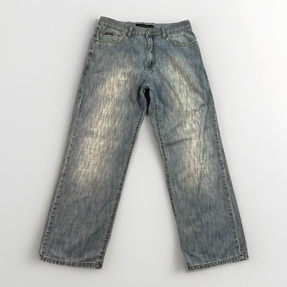 Calvin Klein Mens Light Weight Distressed Baggy Denim Jeans Size 33x30‎ Y2K